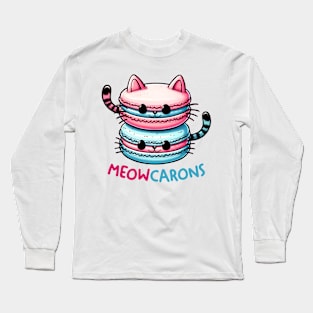 CAT MACARONS Funny Quote Hilarious Animal Food Pun Sayings Humor Gift Long Sleeve T-Shirt